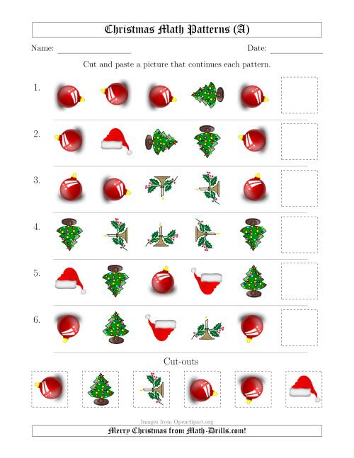 The Christmas Picture Patterns with Shape and Rotation Attributes (A) Math Worksheet