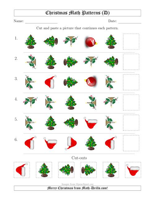 The Christmas Picture Patterns with Shape and Rotation Attributes (D) Math Worksheet