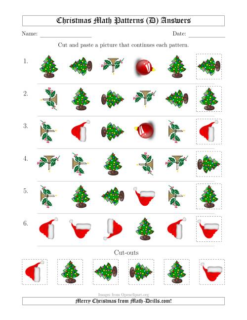 The Christmas Picture Patterns with Shape and Rotation Attributes (D) Math Worksheet Page 2