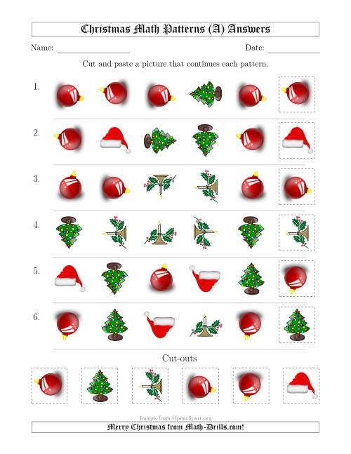 The Christmas Picture Patterns with Shape and Rotation Attributes (All) Math Worksheet Page 2