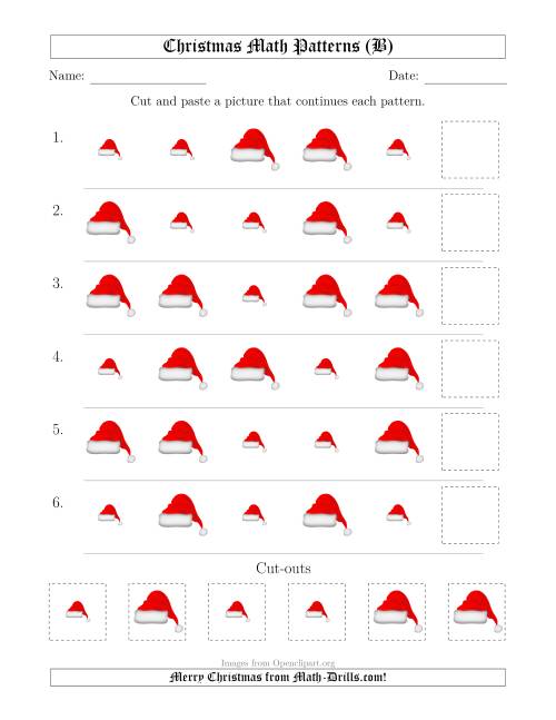 The Christmas Picture Patterns with Size Attribute Only (B) Math Worksheet