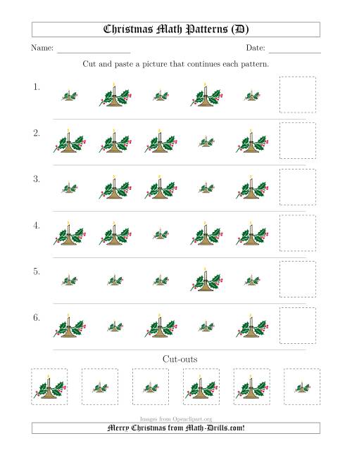 The Christmas Picture Patterns with Size Attribute Only (D) Math Worksheet