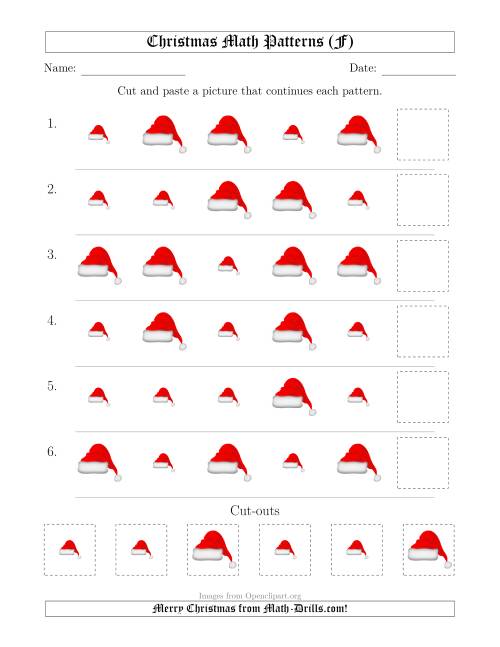 The Christmas Picture Patterns with Size Attribute Only (F) Math Worksheet