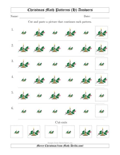 The Christmas Picture Patterns with Size Attribute Only (H) Math Worksheet Page 2