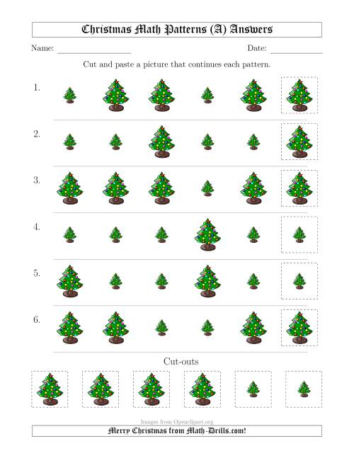 The Christmas Picture Patterns with Size Attribute Only (All) Math Worksheet Page 2