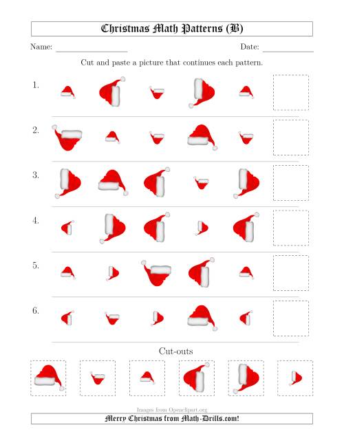 The Christmas Picture Patterns with Size and Rotation Attributes (B) Math Worksheet