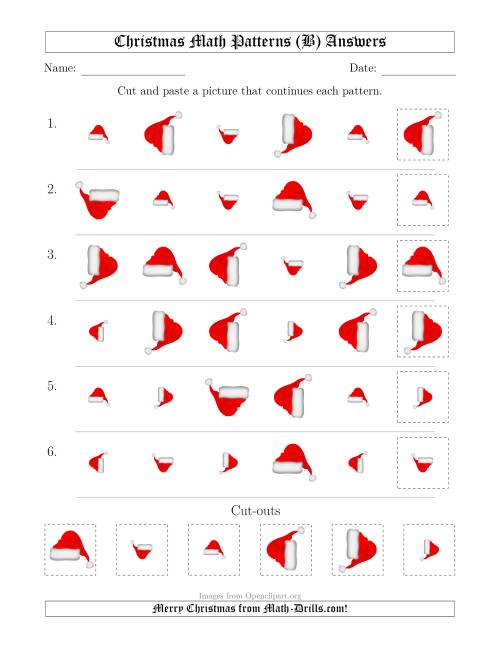 The Christmas Picture Patterns with Size and Rotation Attributes (B) Math Worksheet Page 2