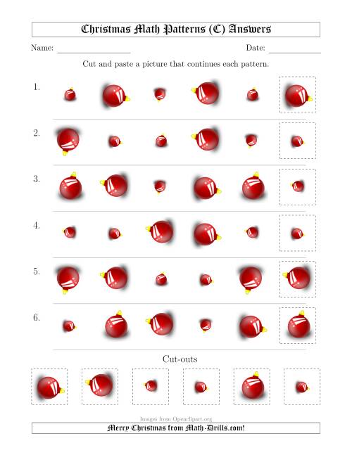 The Christmas Picture Patterns with Size and Rotation Attributes (C) Math Worksheet Page 2