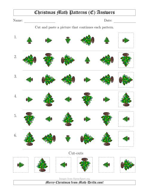 The Christmas Picture Patterns with Size and Rotation Attributes (E) Math Worksheet Page 2