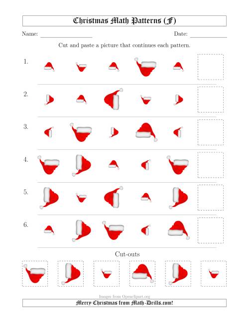 The Christmas Picture Patterns with Size and Rotation Attributes (F) Math Worksheet