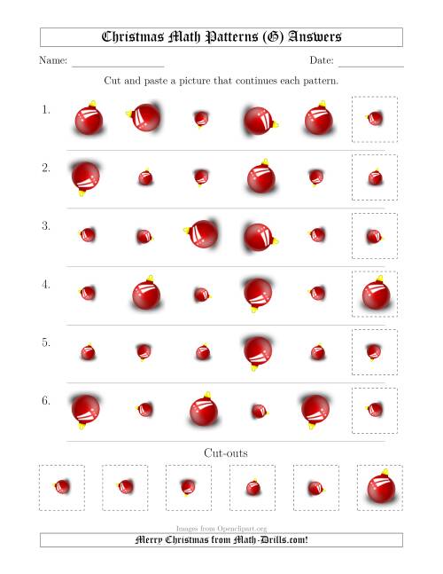 The Christmas Picture Patterns with Size and Rotation Attributes (G) Math Worksheet Page 2