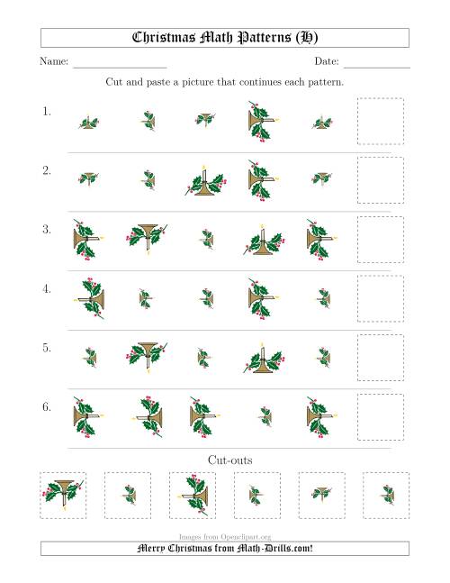 The Christmas Picture Patterns with Size and Rotation Attributes (H) Math Worksheet