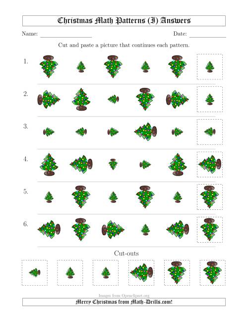 The Christmas Picture Patterns with Size and Rotation Attributes (I) Math Worksheet Page 2