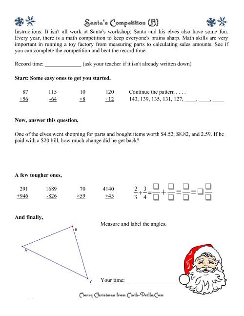 The Santa's Competition Level 2 (B) Math Worksheet