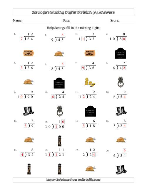 The Ebenezer Scrooge's Missing Digits Division (Easier Version) (All) Math Worksheet Page 2