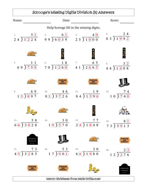 The Ebenezer Scrooge's Missing Digits Division (Harder Version) (B) Math Worksheet Page 2