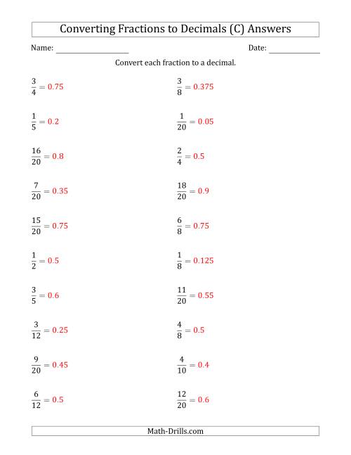 The Converting Fractions to Terminating Decimals (C) Math Worksheet Page 2