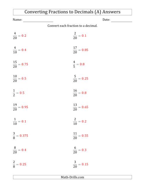 The Converting Fractions to Terminating Decimals (All) Math Worksheet Page 2
