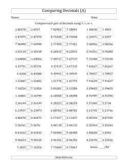 Comparing Decimals Up to Hundred Thousandths (Various Tricks)