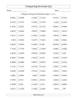Comparing Decimals Up to Ten Thousandths (Various Tricks)