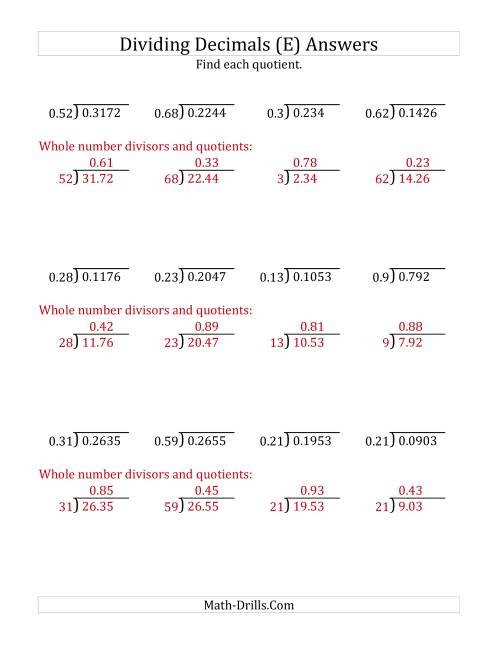 The Dividing Decimals by 2-Digit Hundredths (E) Math Worksheet Page 2