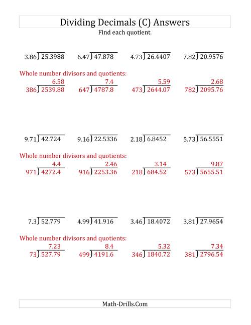 The Dividing Decimals by 3-Digit Hundredths (C) Math Worksheet Page 2