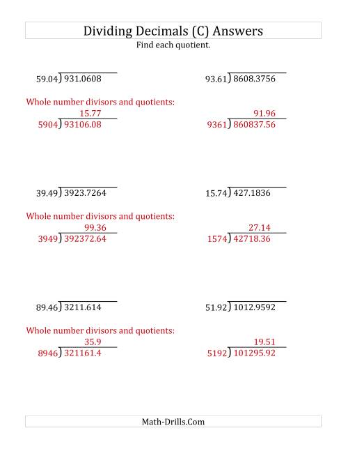 The Dividing Decimals by 4-Digit Hundredths (C) Math Worksheet Page 2