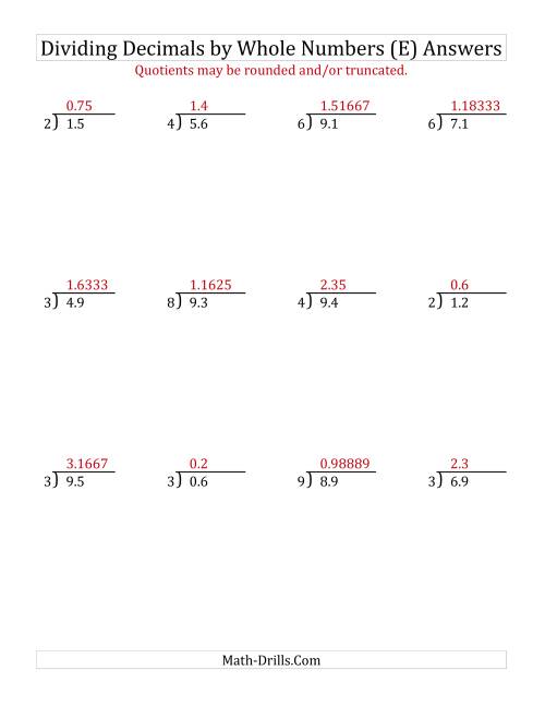The Dividing Tenths by a Whole Number (E) Math Worksheet Page 2