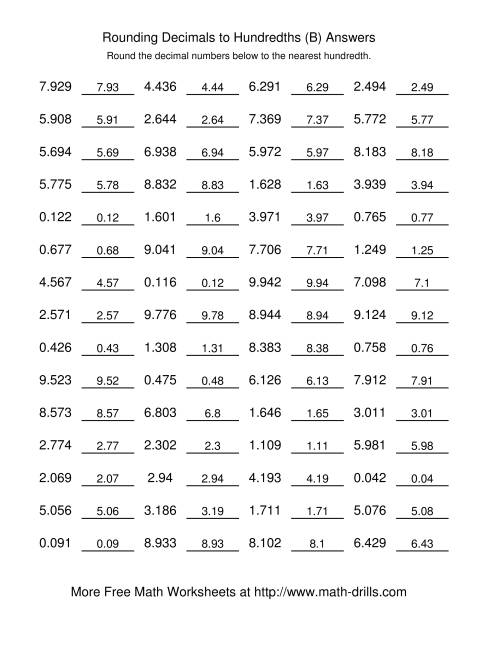 The Rounding Thousandths to Hundredths (Old) Math Worksheet Page 2