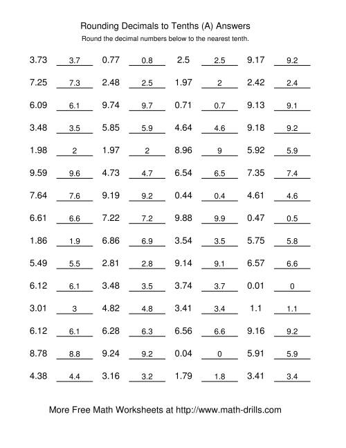 The Rounding Hundredths to Tenths (Old) Math Worksheet Page 2