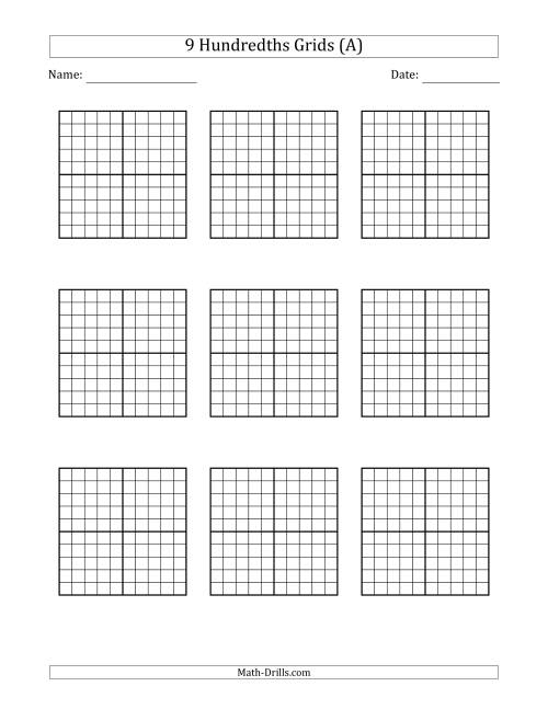 The Nine Hundredths Grids Math Worksheet
