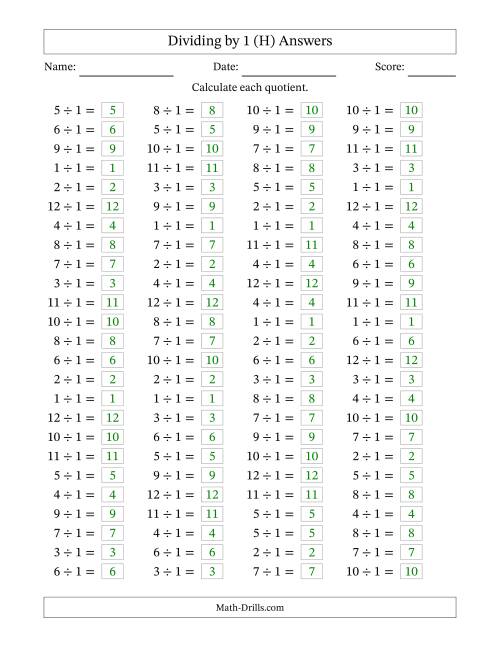 The Division Facts to 144 No Zeros (H) Math Worksheet Page 2