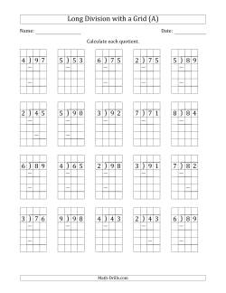 2-Digit by 1-Digit Long Division with Grid Assistance and Prompts and Remainders