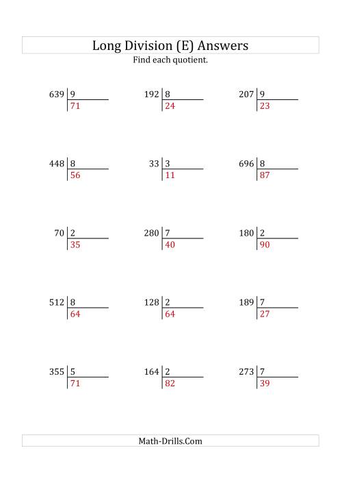 The European Long Division with a 1-Digit Divisor and a 2-Digit Quotient with No Remainders (E) Math Worksheet Page 2