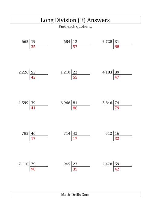 The European Long Division with a 2-Digit Divisor and a 2-Digit Quotient with No Remainders (E) Math Worksheet Page 2