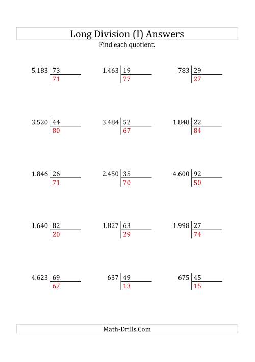 The European Long Division with a 2-Digit Divisor and a 2-Digit Quotient with No Remainders (I) Math Worksheet Page 2