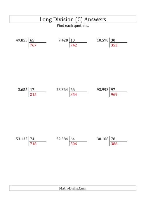 The European Long Division with a 2-Digit Divisor and a 3-Digit Quotient with No Remainders (C) Math Worksheet Page 2