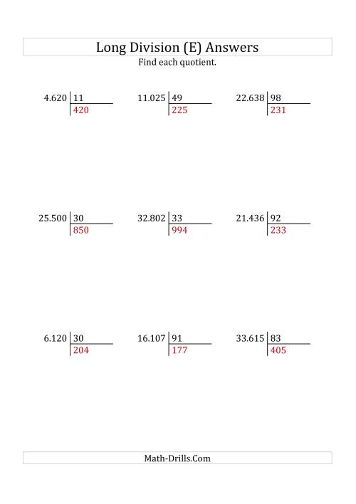 The European Long Division with a 2-Digit Divisor and a 3-Digit Quotient with No Remainders (E) Math Worksheet Page 2