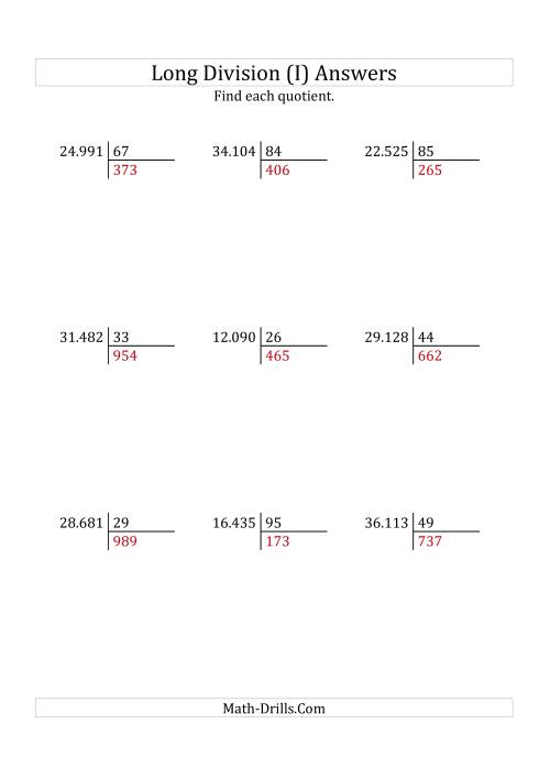 The European Long Division with a 2-Digit Divisor and a 3-Digit Quotient with No Remainders (I) Math Worksheet Page 2