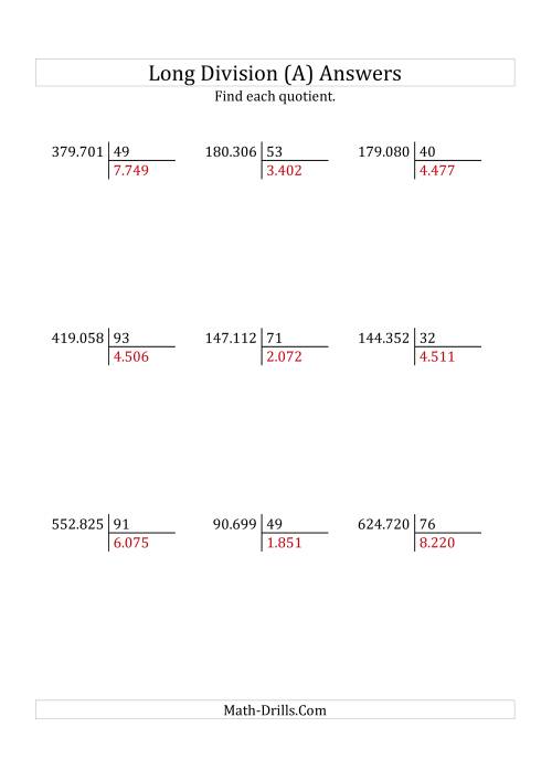 The European Long Division with a 2-Digit Divisor and a 4-Digit Quotient with No Remainders (A) Math Worksheet Page 2