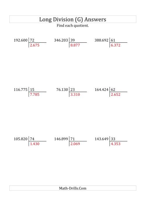 The European Long Division with a 2-Digit Divisor and a 4-Digit Quotient with No Remainders (G) Math Worksheet Page 2