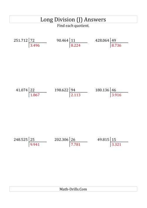 The European Long Division with a 2-Digit Divisor and a 4-Digit Quotient with No Remainders (J) Math Worksheet Page 2