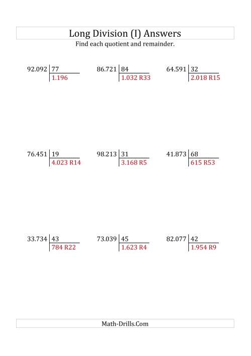 The European Long Division with a 2-Digit Divisor and a 5-Digit Dividend with Remainders (I) Math Worksheet Page 2