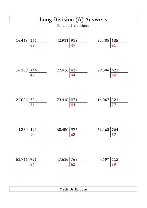 The European Long Division with a 3-Digit Divisor and a 2-Digit Quotient with No Remainders (A) Math Worksheet Page 2