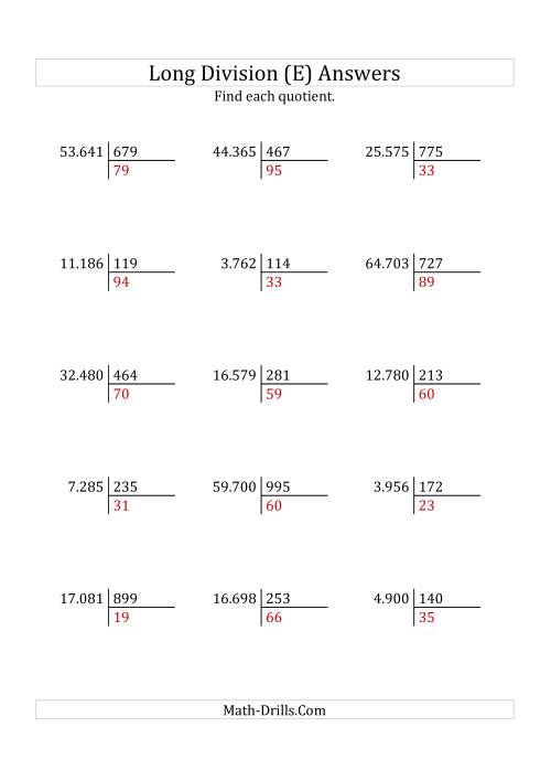 The European Long Division with a 3-Digit Divisor and a 2-Digit Quotient with No Remainders (E) Math Worksheet Page 2