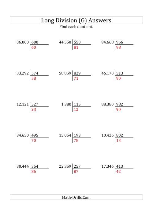 The European Long Division with a 3-Digit Divisor and a 2-Digit Quotient with No Remainders (G) Math Worksheet Page 2