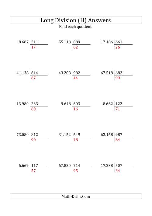 The European Long Division with a 3-Digit Divisor and a 2-Digit Quotient with No Remainders (H) Math Worksheet Page 2