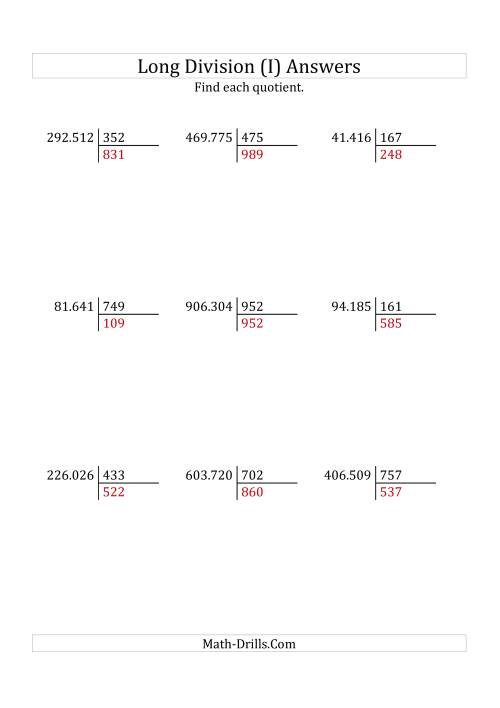 The European Long Division with a 3-Digit Divisor and a 3-Digit Quotient with No Remainders (I) Math Worksheet Page 2