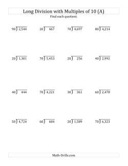 Long Division by Multiples of 10 with Remainders