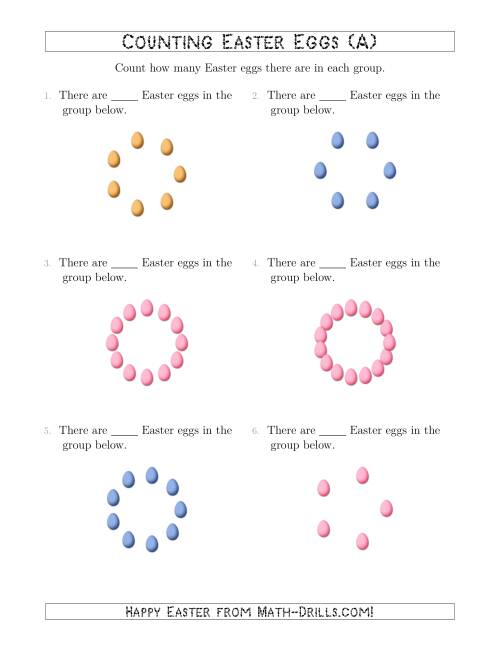 The Counting Easter Eggs in Circular Arrangements (A) Math Worksheet